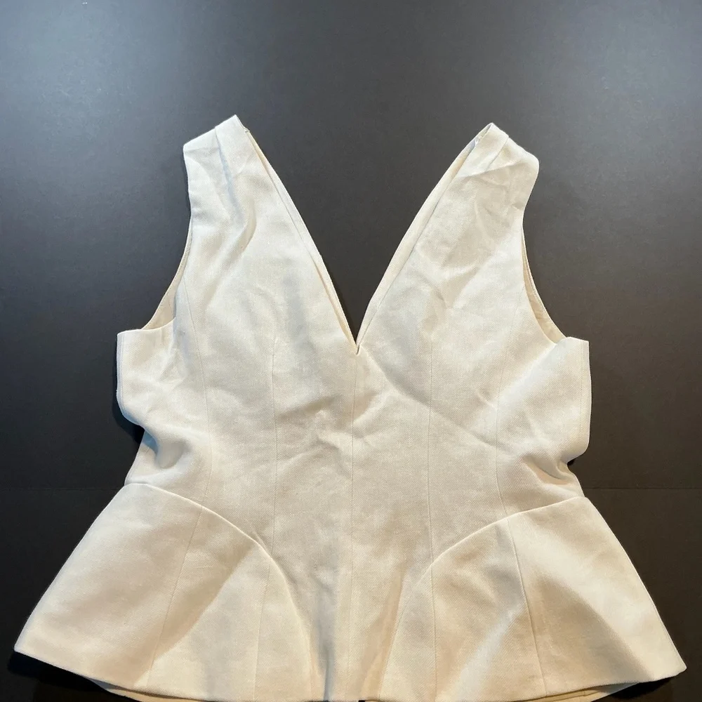 ZARA Linen Ivory Front Button Vest Size XL NWT - Picture 3 of 11